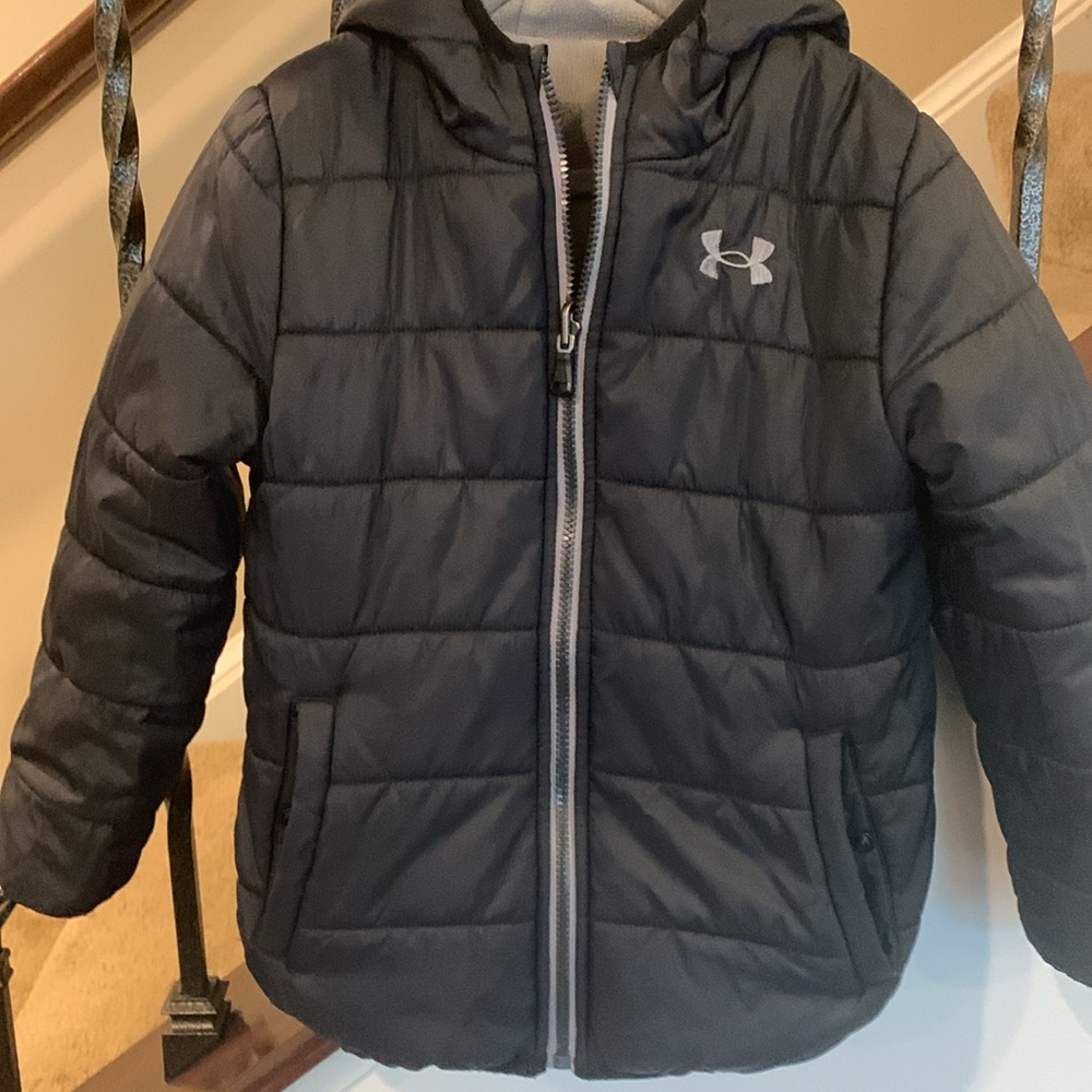Under Armour. Hooded puffer.  Reversible. Great condition.